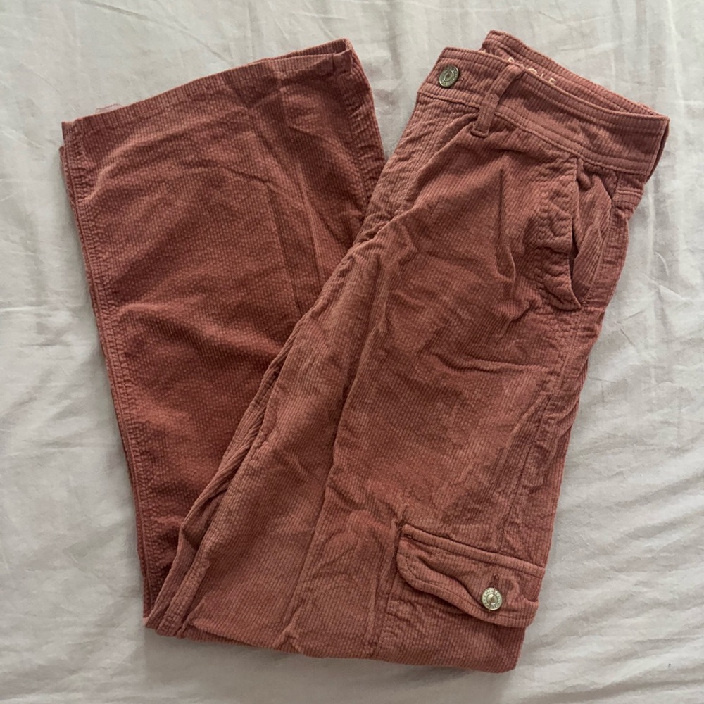 American Eagle Rose Pink Stretch Corduroy Carpenter Wide Leg Jeans